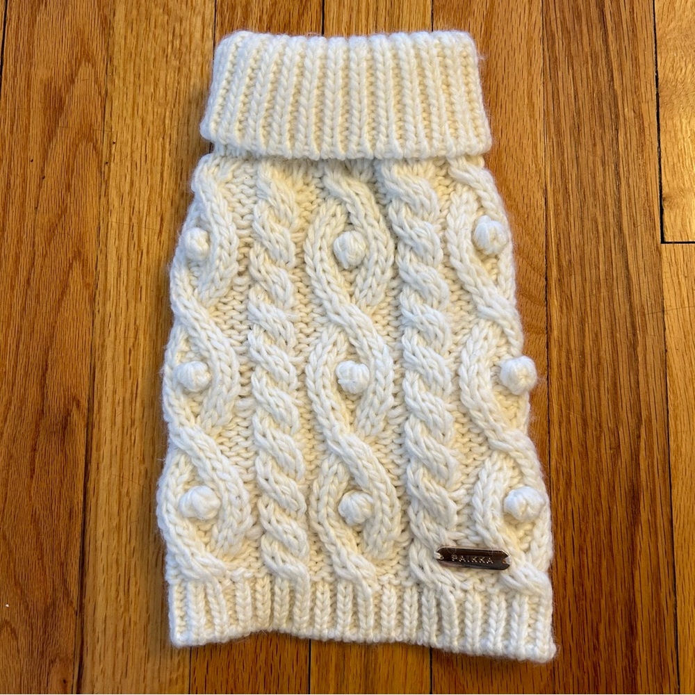 Dog Sweater 10” Cream Cable Knit